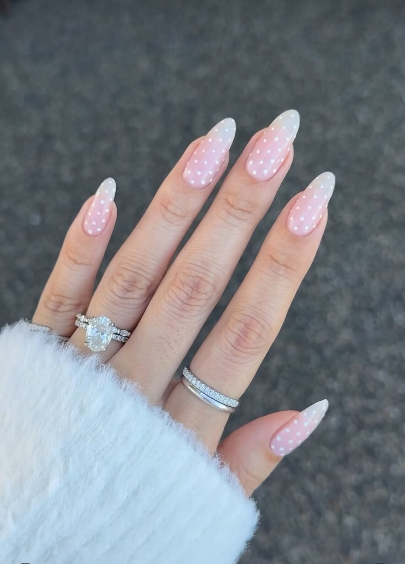 Playful Polka Dot French Tip Stilettos — Winter Nail Colors