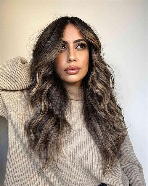Mid-Back Subtle Ash Blonde Balayage on Dark Brown Mid-Back Subtle Ash Blonde Balayage on Dark Brown — Mushroom Brown Hair