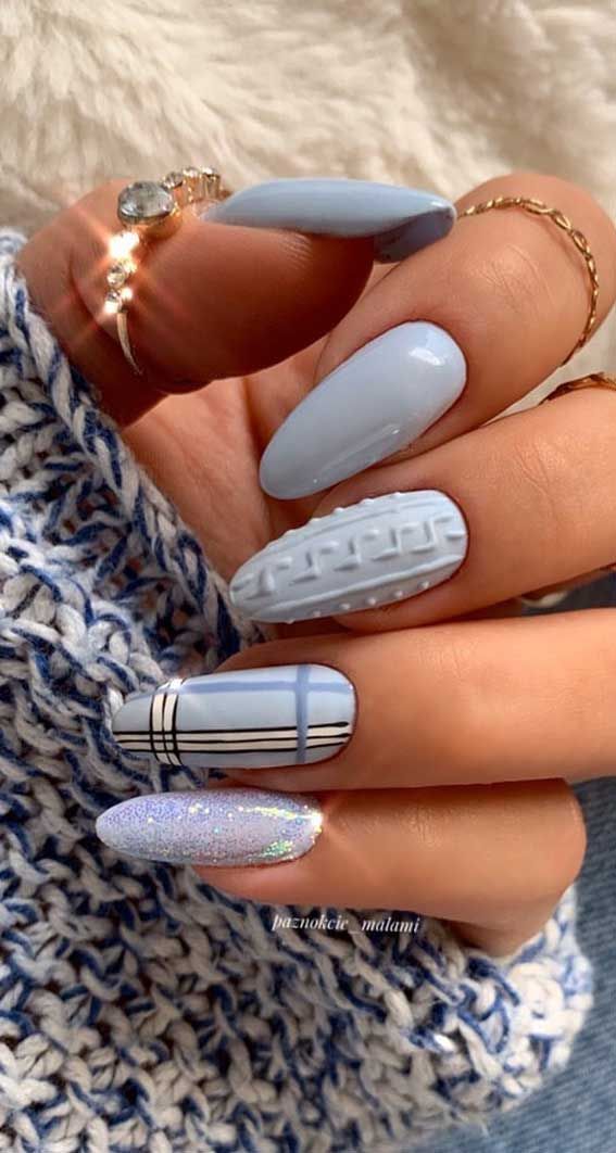 Light Blue Cable Knit Texture Light Blue Cable Knit Texture — Winter Blue Nails