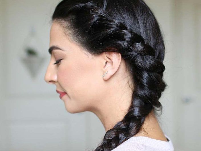 Dark Brown Textured Dutch Braid Dark Brown Textured Dutch Braid — Easy Winter Hairstyles