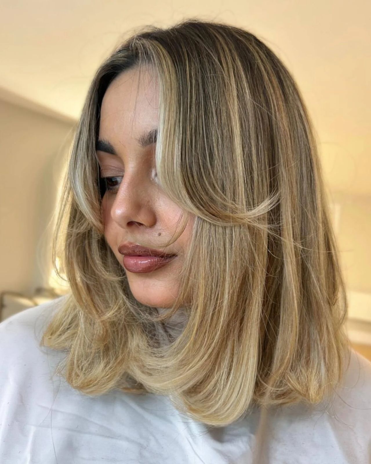Medium Brown Long Shag With Face-Framing Bangs Medium Brown Long Shag With Face-Framing Bangs — Winter Hairstyles for Thin Hair