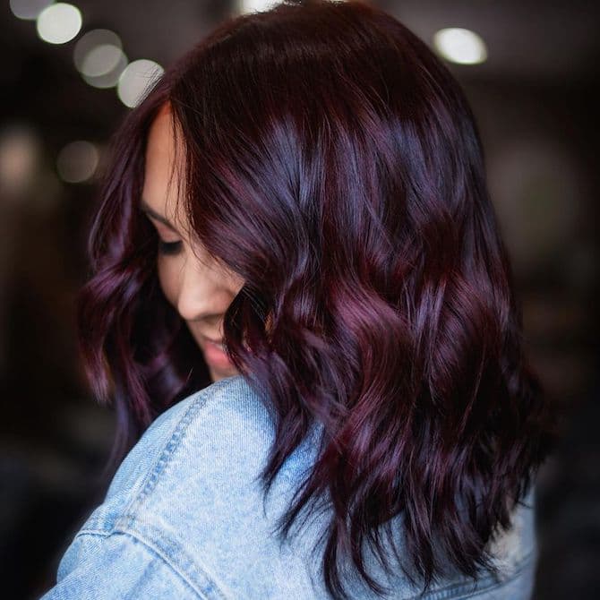 Plum Brown Collarbone Length — Dark Winter Hair Colors