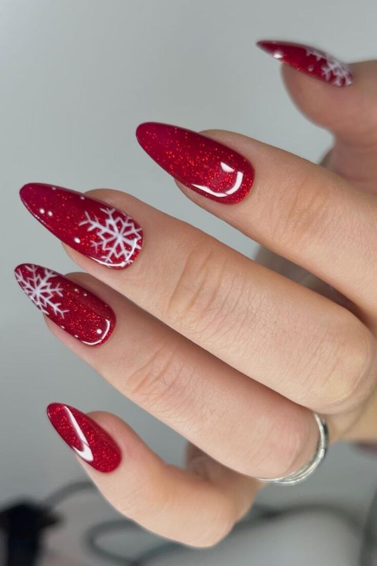 Winter Holiday Festive Visual Idea Winter Holiday Festive Visual Idea — Winter Red Nails