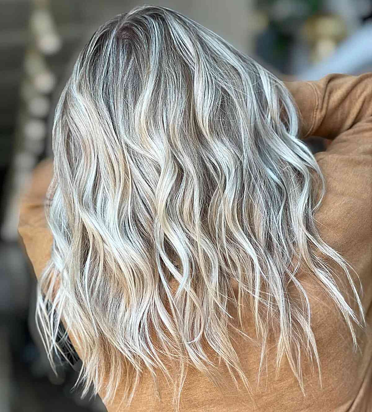 Platinum Blonde with Ash Highlights — Winter Ombre Hair