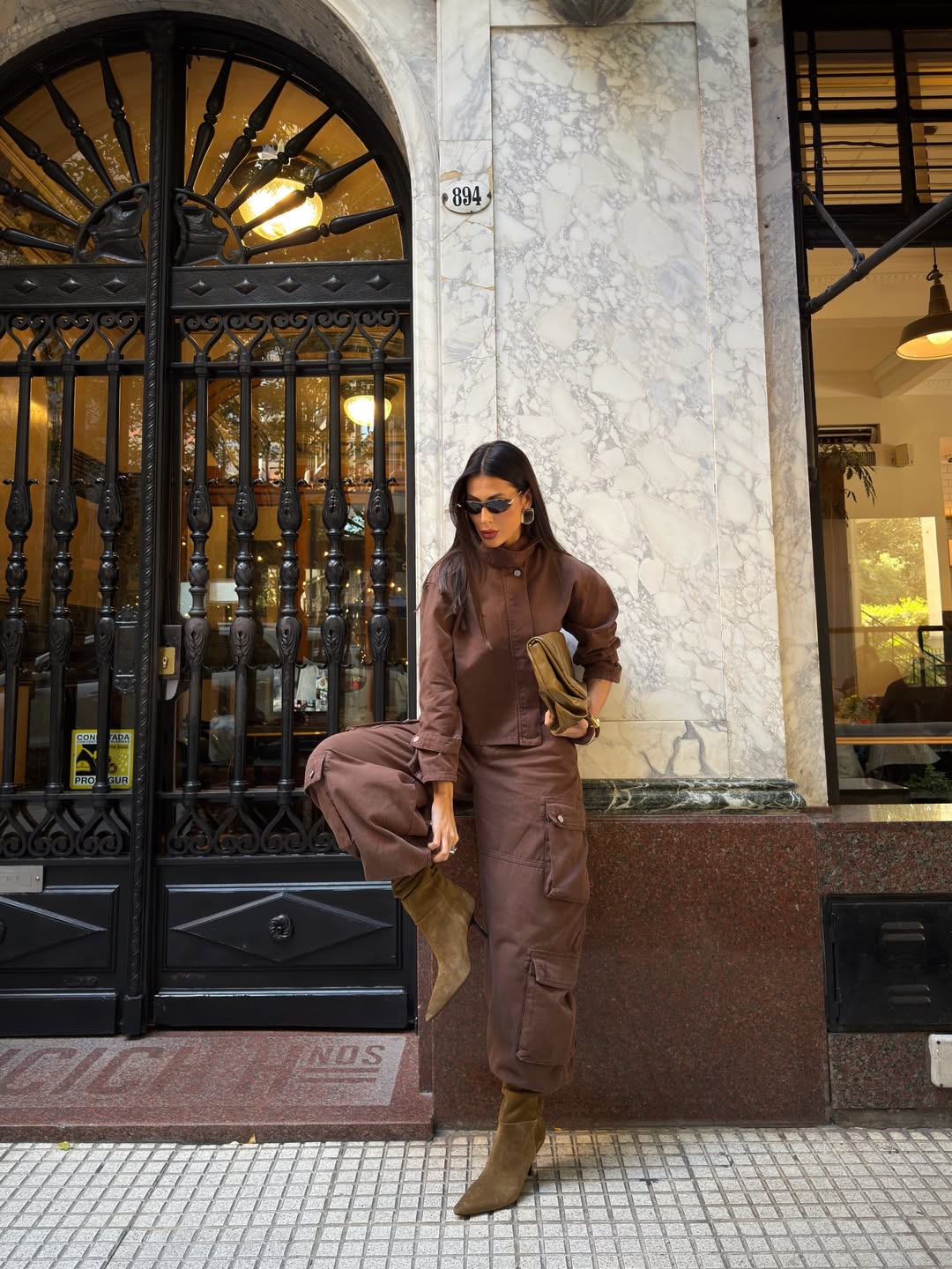 Utilitarian Chic: Chocolate Brown Cargo Jumpsuit for Fall Adventures — Chocolate Brown Outfits