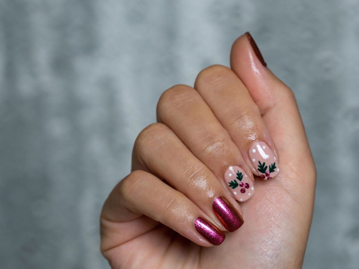 Abstract Blue Silver Glitter Abstract Blue Silver Glitter — Short Winter Square Nails