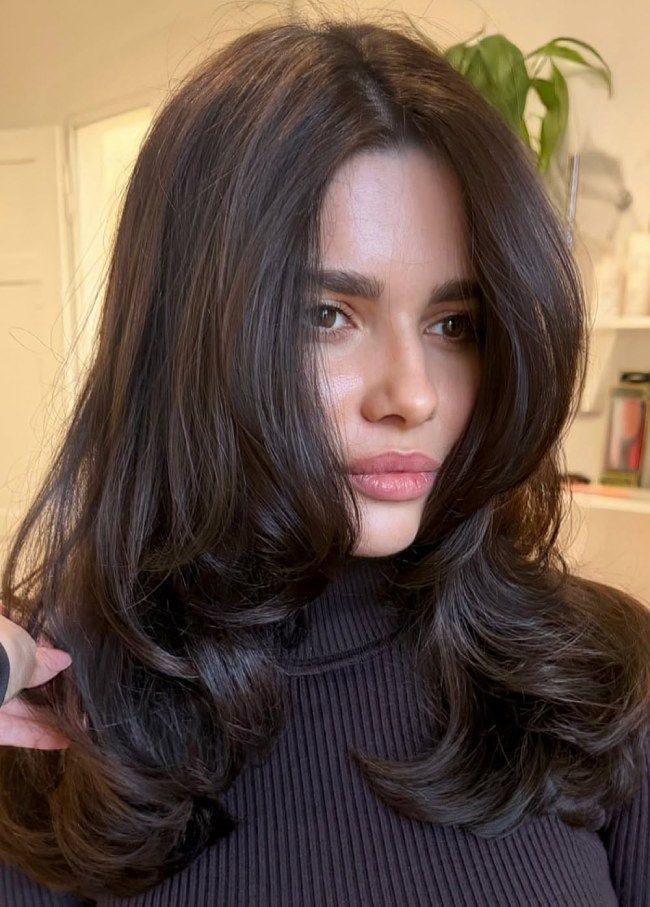 Glossy Dark Chocolate Brown Blowout Glossy Dark Chocolate Brown Blowout — Dark Chocolate Brown Hair