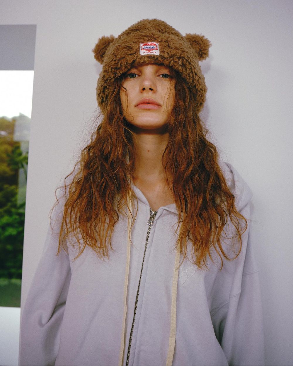 Auburn Air-Dried Hair Under a Bear-Ear Beanie Auburn Air-Dried Hair Under a Bear-Ear Beanie — Winter Hat Hairstyles