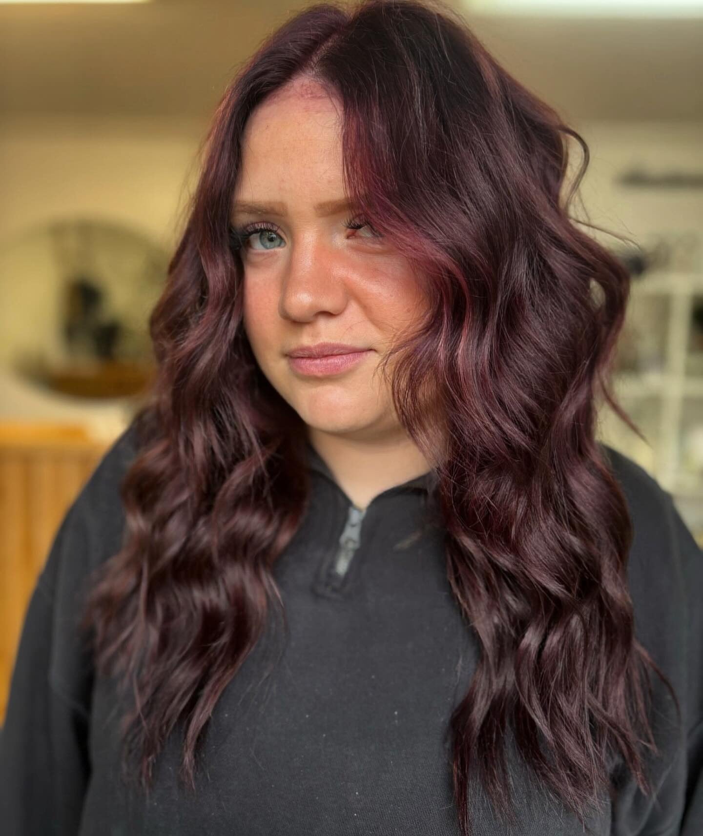 Burgundy with Subtle Pink Highlights Burgundy with Subtle Pink Highlights — Burgundy Hair Color