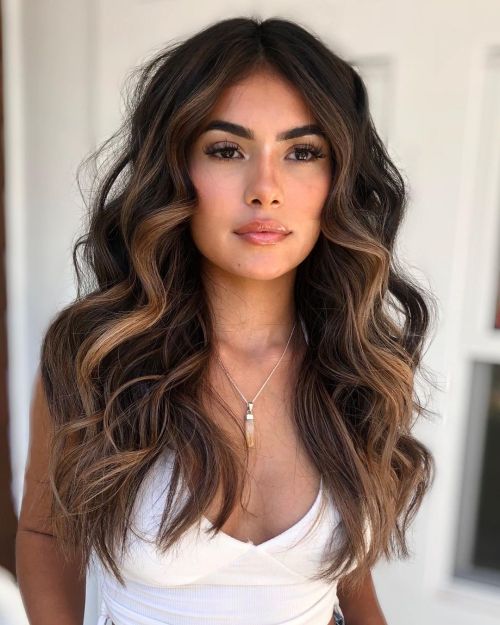 Dark Brown With Caramel Highlights — Winter Hair Colors for Brown Eyes