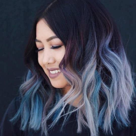 Pastel Multi-Color Ombre Lob — Winter Ombre Hair