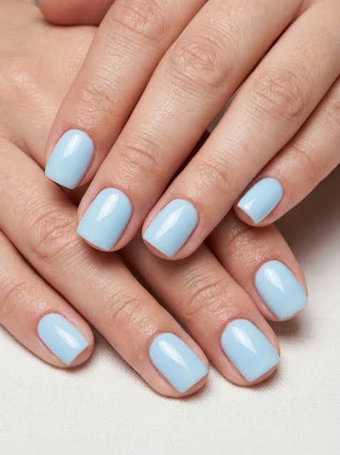 Uniform Pale Sky Blue Oval Nails Uniform Pale Sky Blue Oval Nails — Short Winter Nails