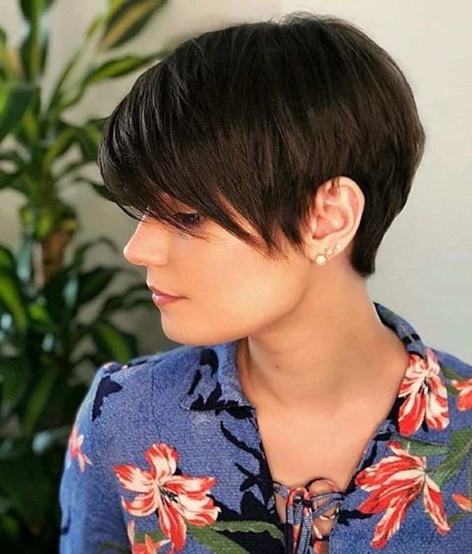 Dark Brown Pixie With Textured Bangs Dark Brown Pixie With Textured Bangs — Winter Hairstyles for Short Hair
