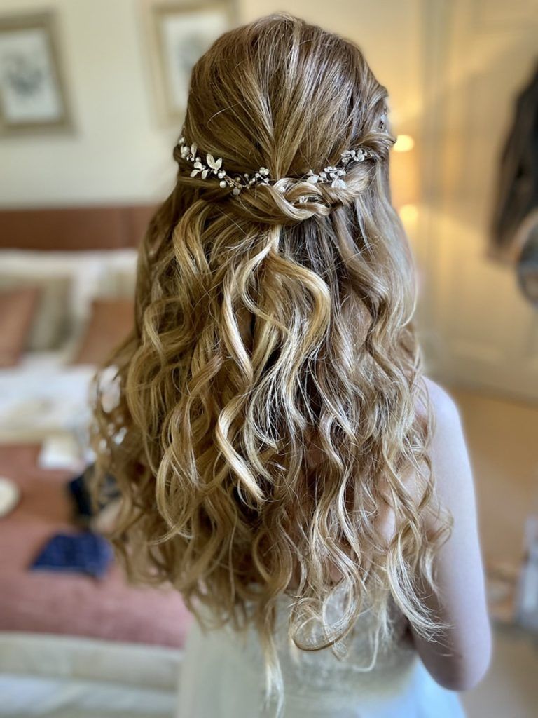 Honey Blonde Balayage Braided Detail Curls Honey Blonde Balayage Braided Detail Curls — Winter Half Up Half Down Hairstyles