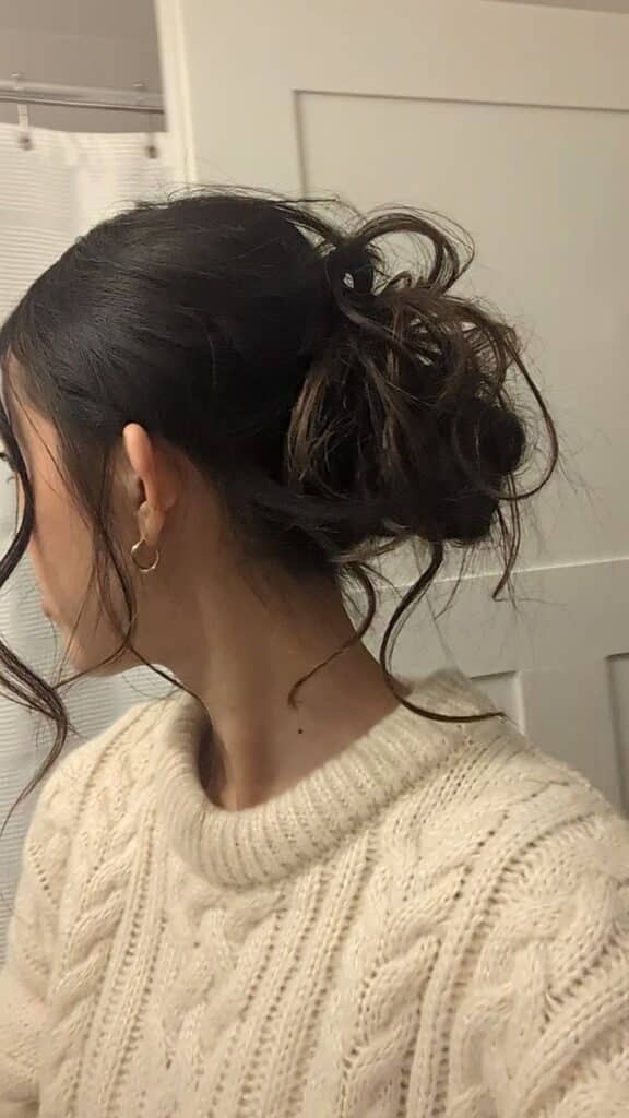Textured Loose Bun with Side Part — Winter Bun Hairstyles