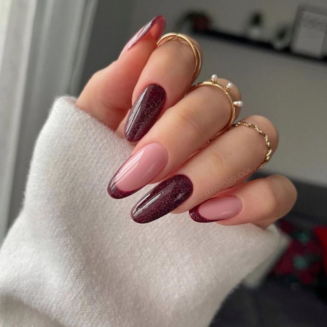 French Tips With Glitter Visual Idea French Tips With Glitter Visual Idea — Black Cherry Nails