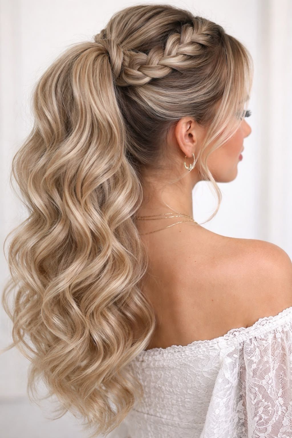 High Ponytail With Braided Crown — Winter Formal Hairstyles