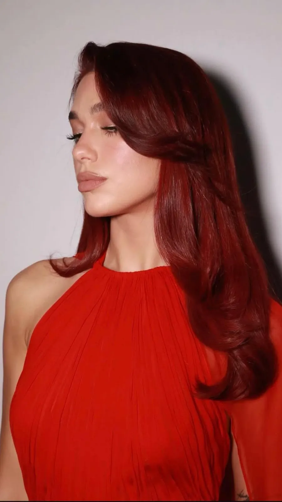 Vibrant Cherry Red Blowout with Cola Tones — Cherry Cola Hair Color