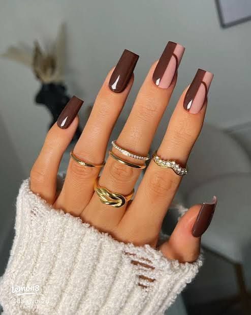 Color Blocking Visual Idea Color Blocking Visual Idea — Chocolate Brown Nails