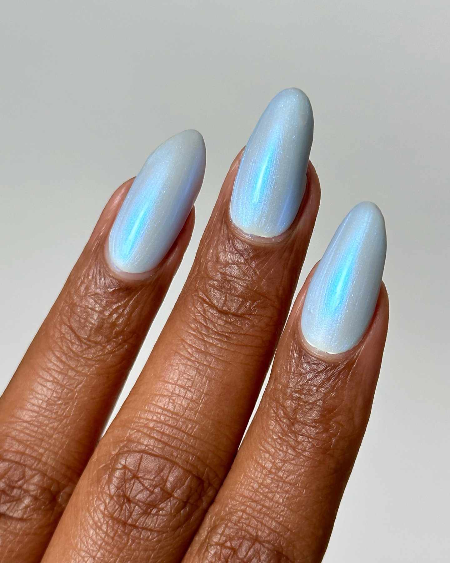 Pale Milky Blue with Iridescent Shimmer — Icy Blue Nails