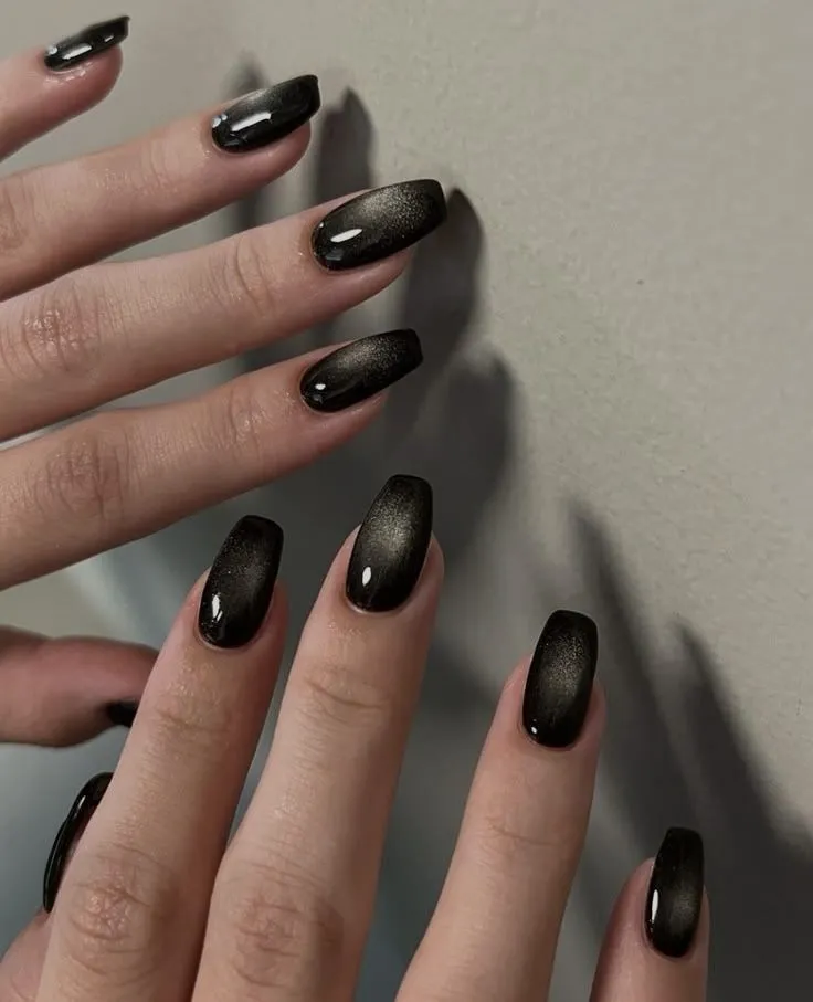 Mesmerizing Glossy Black Cat-Eye Mesmerizing Glossy Black Cat-Eye — Winter Black Nails