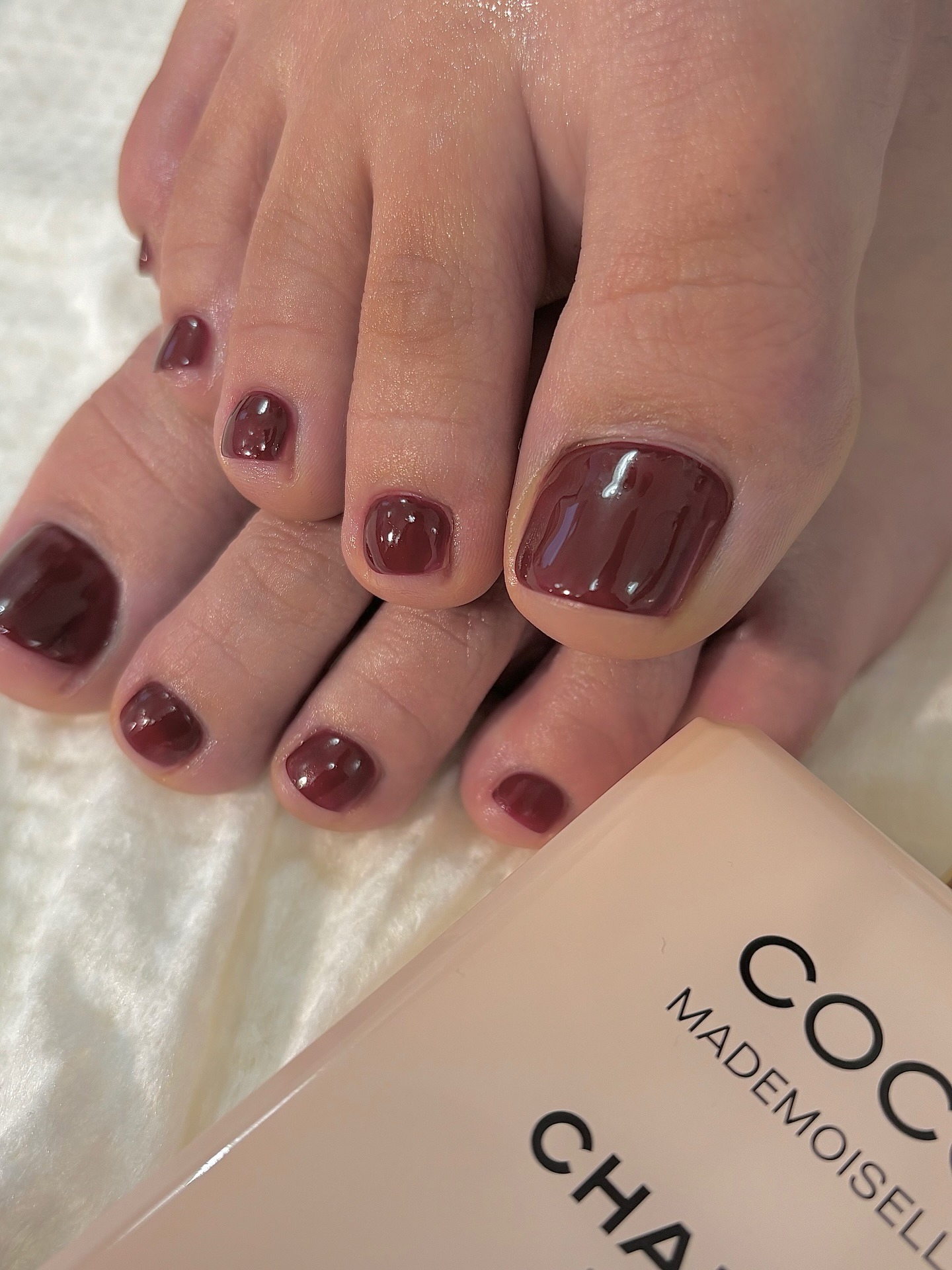 None Glossy Deep Berry Red Elegance None Glossy Deep Berry Red Elegance — Winter Toe Nails