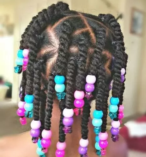Two-Strand Twists with Colorful Beads Two-Strand Twists with Colorful Beads — Winter Hairstyles for Black Kids