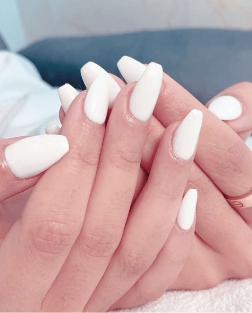 Solid Opaque White Glossy Coffin Nails Solid Opaque White Glossy Coffin Nails — Winter Coffin Nails