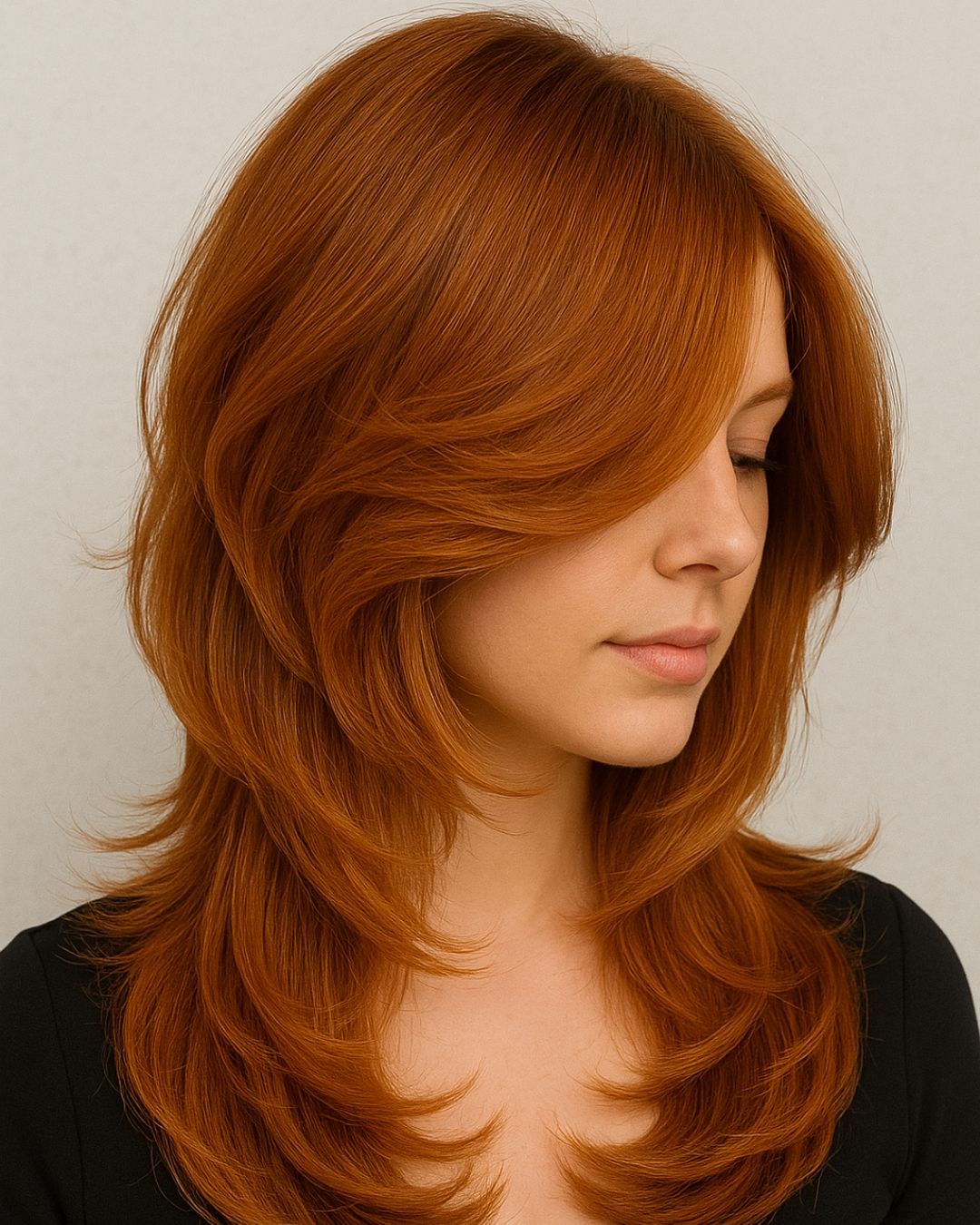 Vibrant Red Collarbone Cut With Layers Vibrant Red Collarbone Cut With Layers — Winter Hairstyles for Work