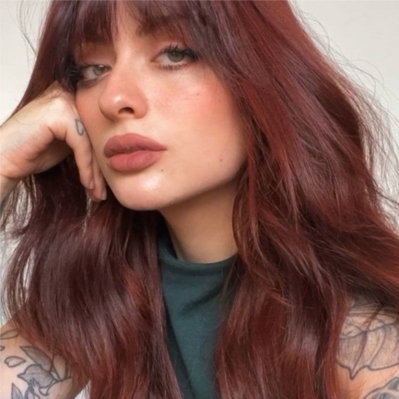 Deep Auburn Collarbone Lob — Winter Red Hair Colors