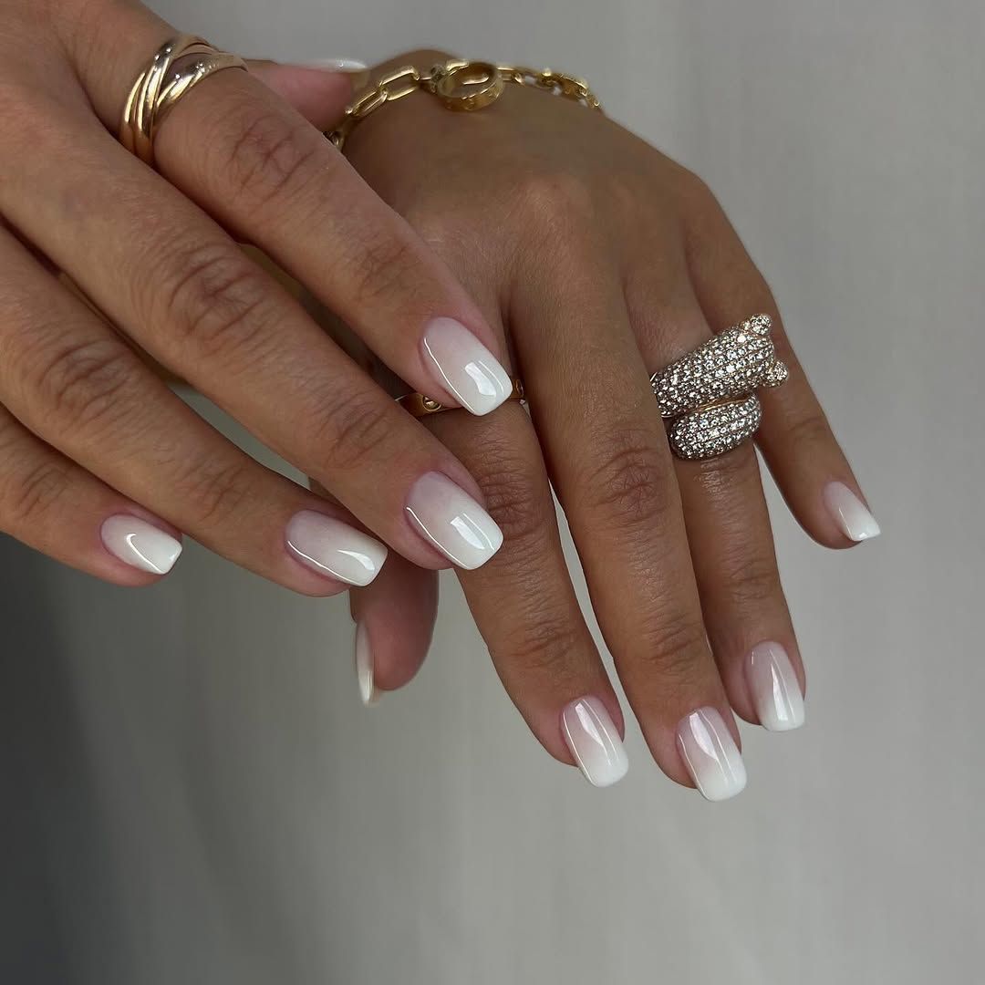 Short Square Sheer Pink White Ombre Short Square Sheer Pink White Ombre — Winter Ombre Nails