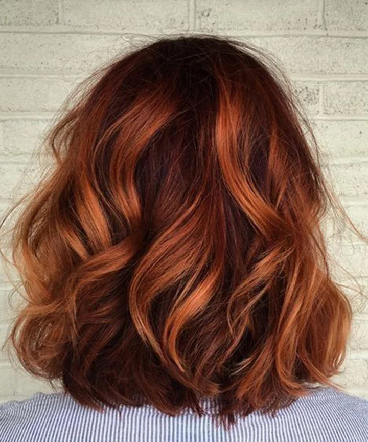 Rich Auburn Balayage Lob — Winter Auburn Hair Color