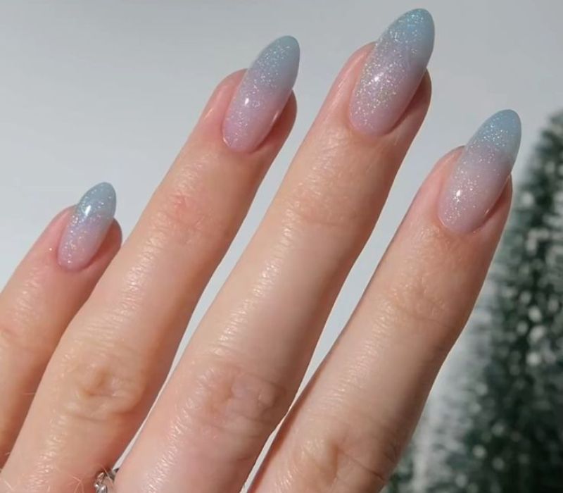 Pink to Icy Blue Shimmer Ombre Pink to Icy Blue Shimmer Ombre — Winter Acrylic Nail Colors