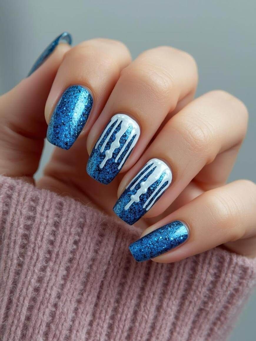 Glitter Visual Idea Glitter Visual Idea — Winter Square Nails