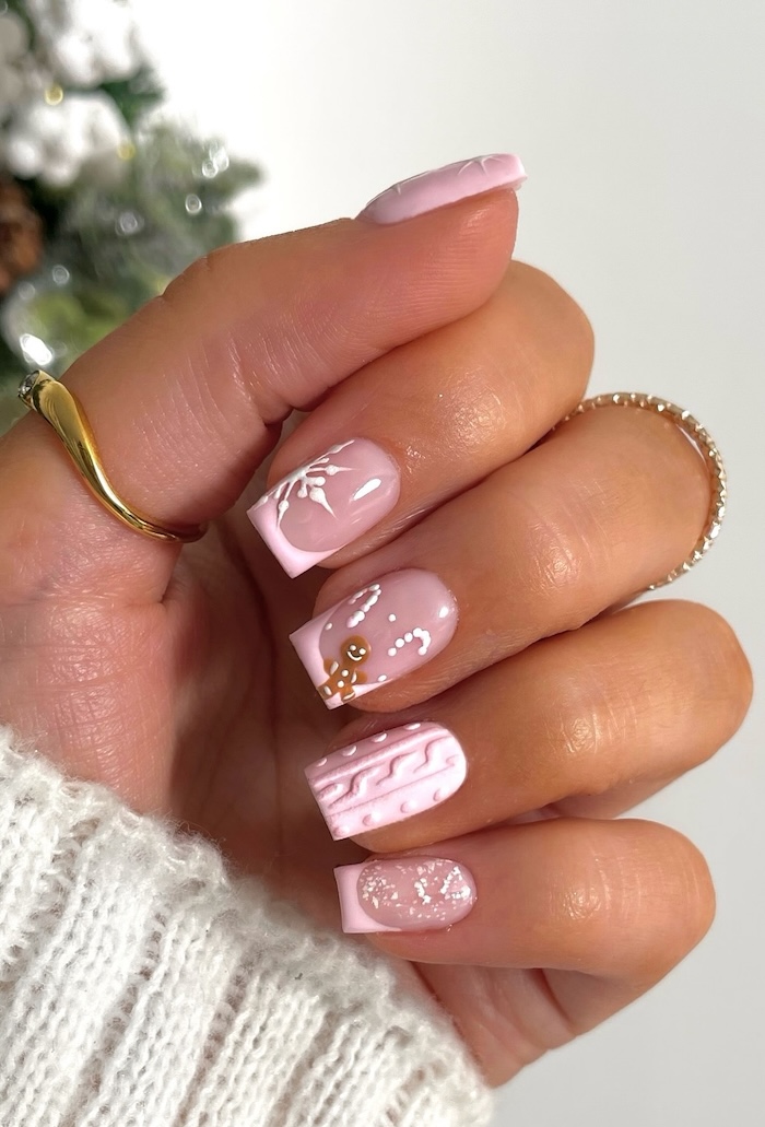 Pale Pink Gingerbread Cable Knit Pale Pink Gingerbread Cable Knit — Sweater Nails