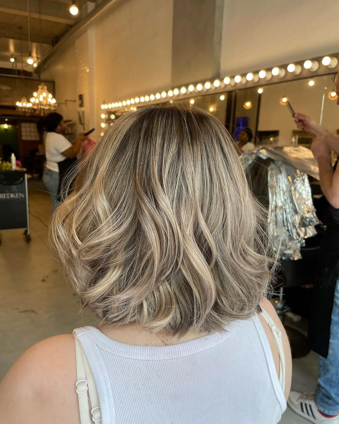 Dark Blonde Bob Contrast — Reverse Balayage