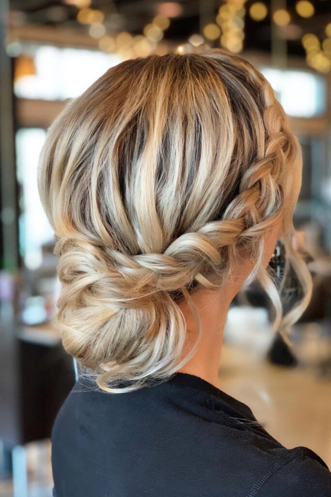 Ash Blonde Updo With Braided Accents — Winter Formal Hairstyles