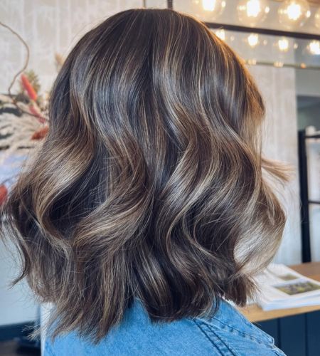 Angled Bob With Blended Highlights Angled Bob With Blended Highlights — Winter Hair Colors for Gray Hair