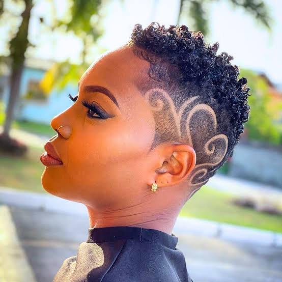 Curly Cut With Shaved Design — Winter Haircuts for Black Women