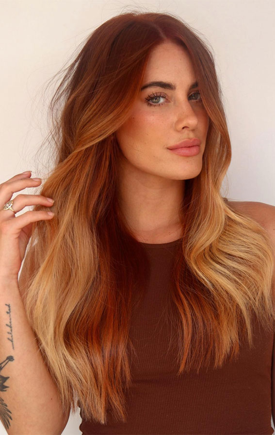 Copper Base With Honey Blonde Gradient — Winter Copper Hair Color