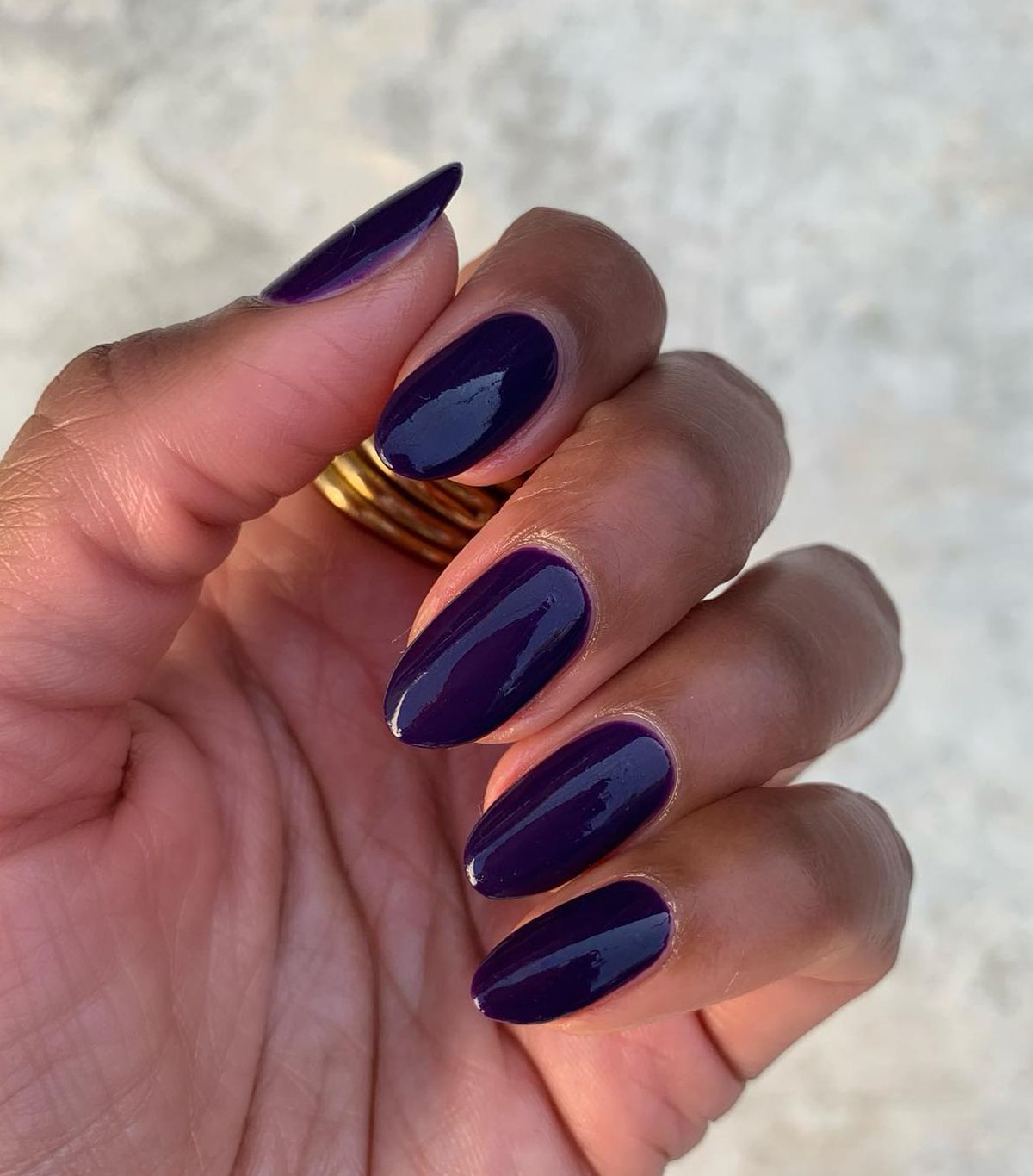 Medium Almond Grey-Purple Marble Swirls with Rhinestones Medium Almond Grey-Purple Marble Swirls with Rhinestones — Winter Purple Nails
