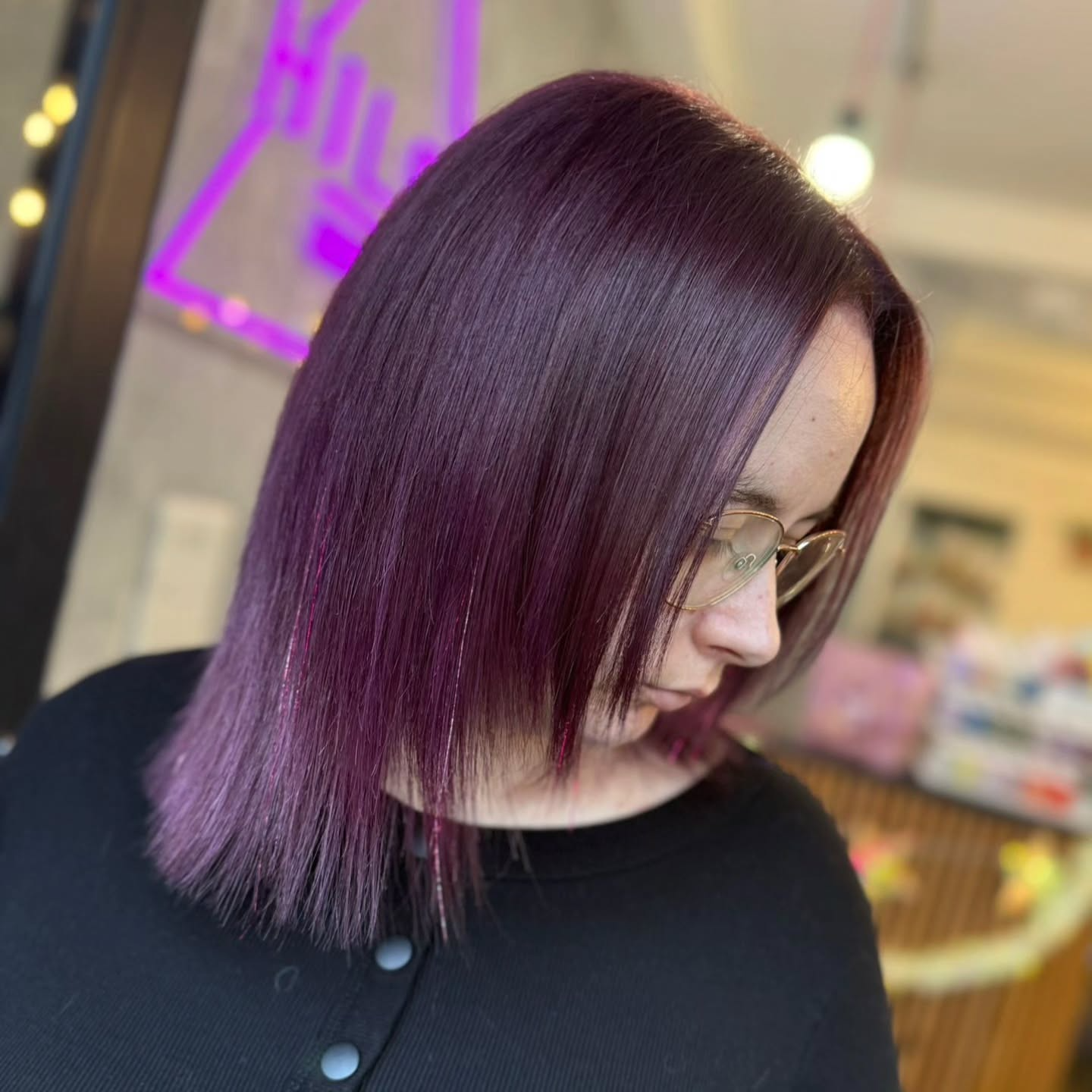 Medium Plum With Pinkish Highlights — Plum Hair Color