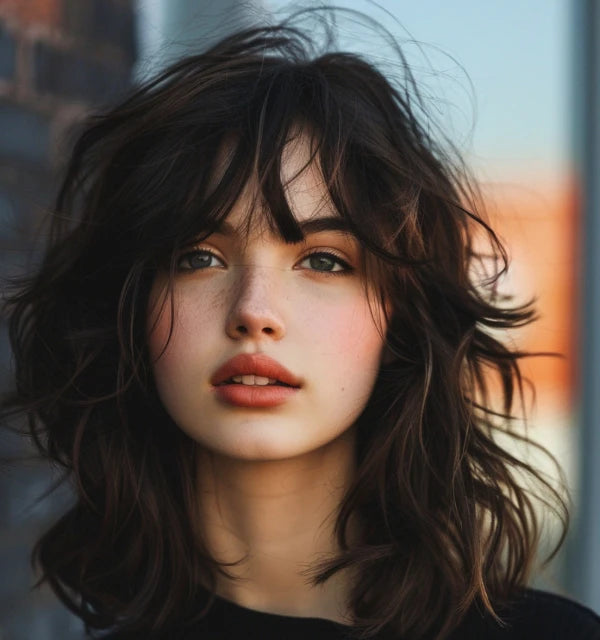 Shoulder-Length Wavy Shag — Winter Hairstyles for Round Faces