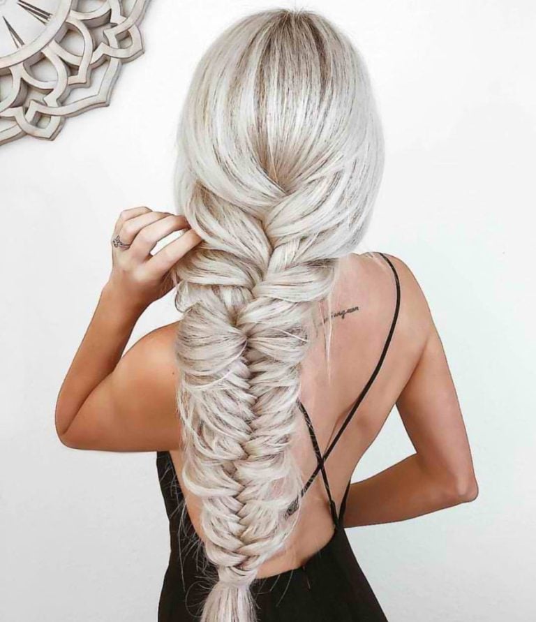 Ash Blonde Fishtail Braid Ash Blonde Fishtail Braid — Winter Hairstyles for Long Hair