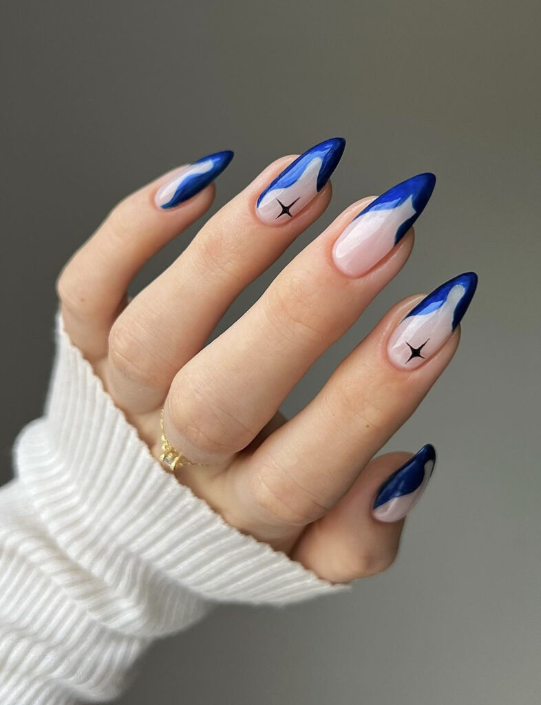 Bright Blue Tip Stiletto Nails Bright Blue Tip Stiletto Nails — Winter Acrylic Nails