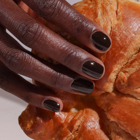 Almost Black Dark Brown Glossy Nails Almost Black Dark Brown Glossy Nails — Winter Nail Colors for Dark Skin