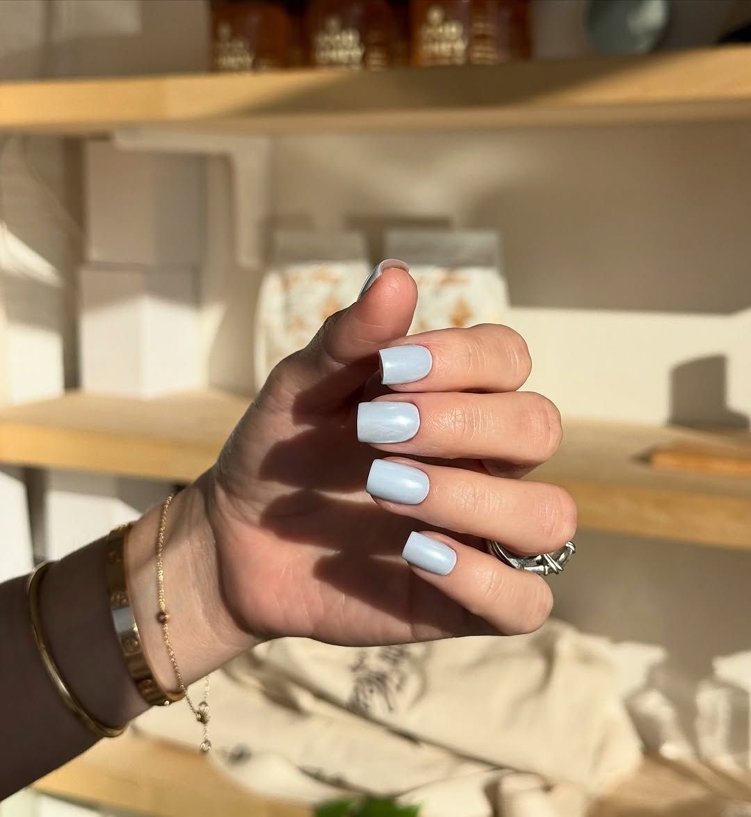 Clean Glossy Pastel Blue Short Nails Clean Glossy Pastel Blue Short Nails — Pastel Winter Nails