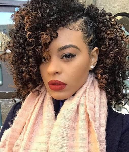 Dark Brown Curls with Blonde Highlights Dark Brown Curls with Blonde Highlights — Winter Hairstyles with Scarf