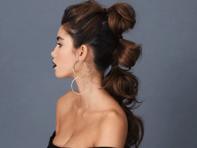 Dark Brown Bubble Ponytail — Winter Party Hairstyles