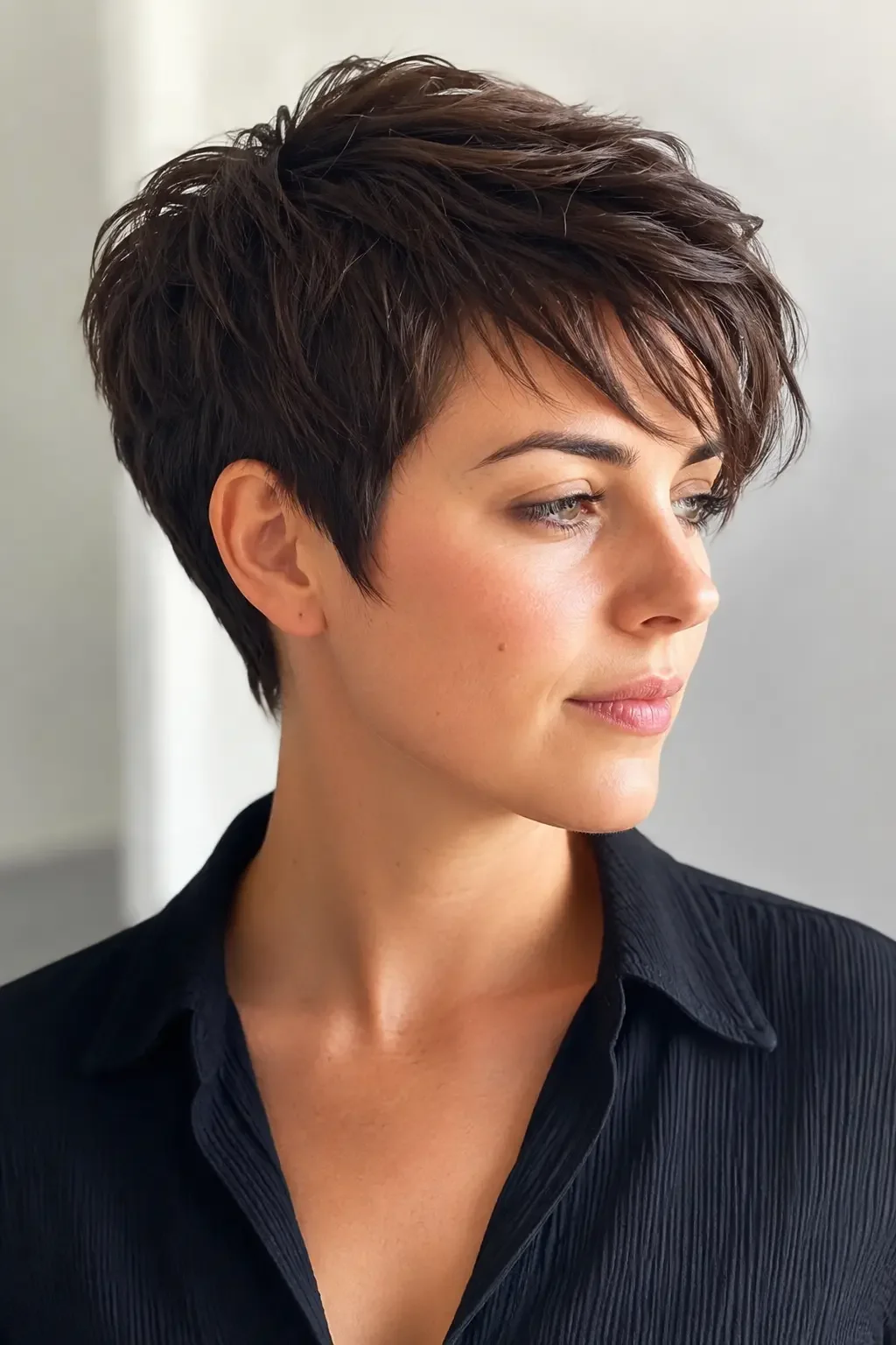 Textured Pixie Cut with Choppy Bangs Textured Pixie Cut with Choppy Bangs — Winter Haircuts for Oval Faces
